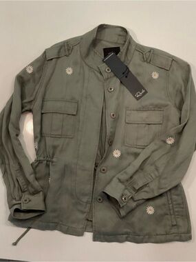 Rails Olive Green Military Field Jacket with Daisy Embroidery